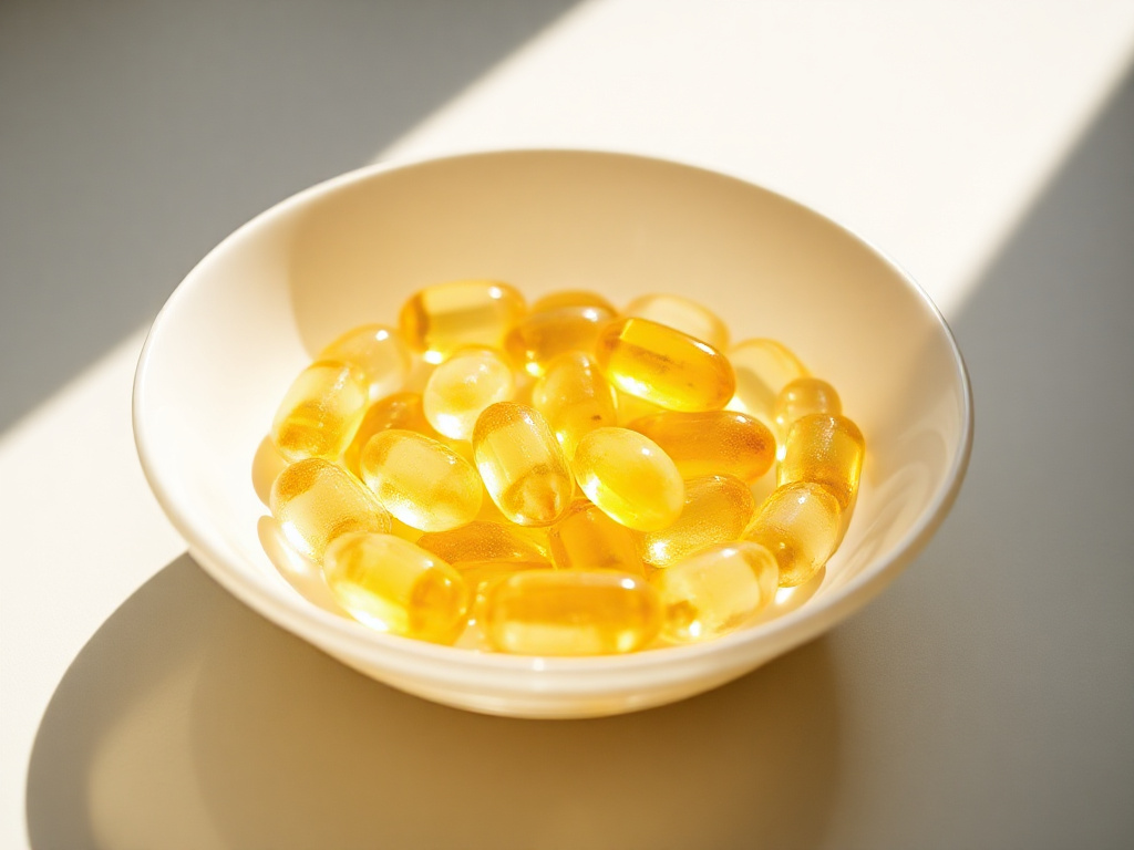 sunshine and translucent vitamin pills in a bowl